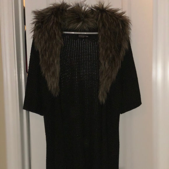 Green with Fur Collar Cardigan Sweater - Picture 1 of 1